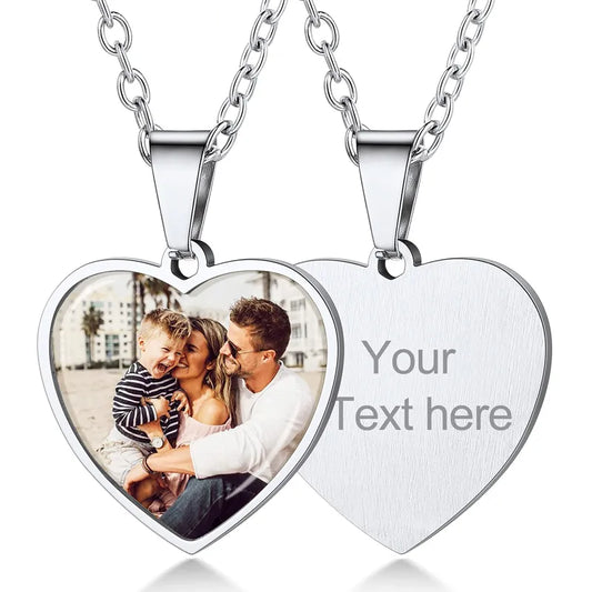 Personalized Heart Picture Necklace - Custom Photo Pendant - Photo Jewelry - Engraved Heart Necklace - Photo Necklace with Picture Inside - Valentine's Day Gift,Wedding gift