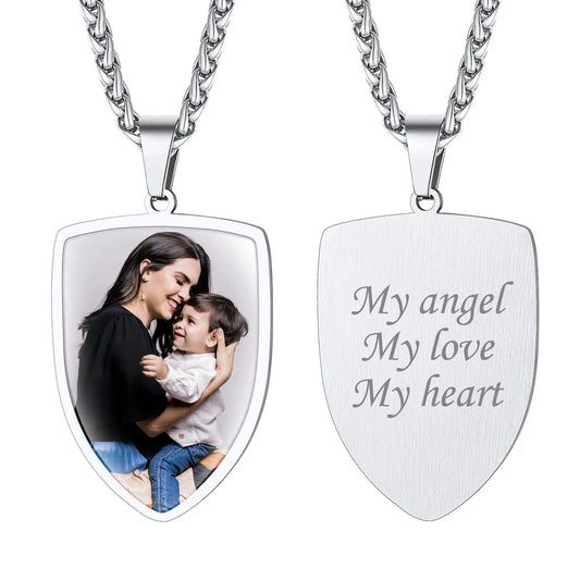 Personalized Double Photo Necklace Military Tag Men Women Stainless Steel Dog Tag ID Customizable Image Memorial Gift Jewelry
