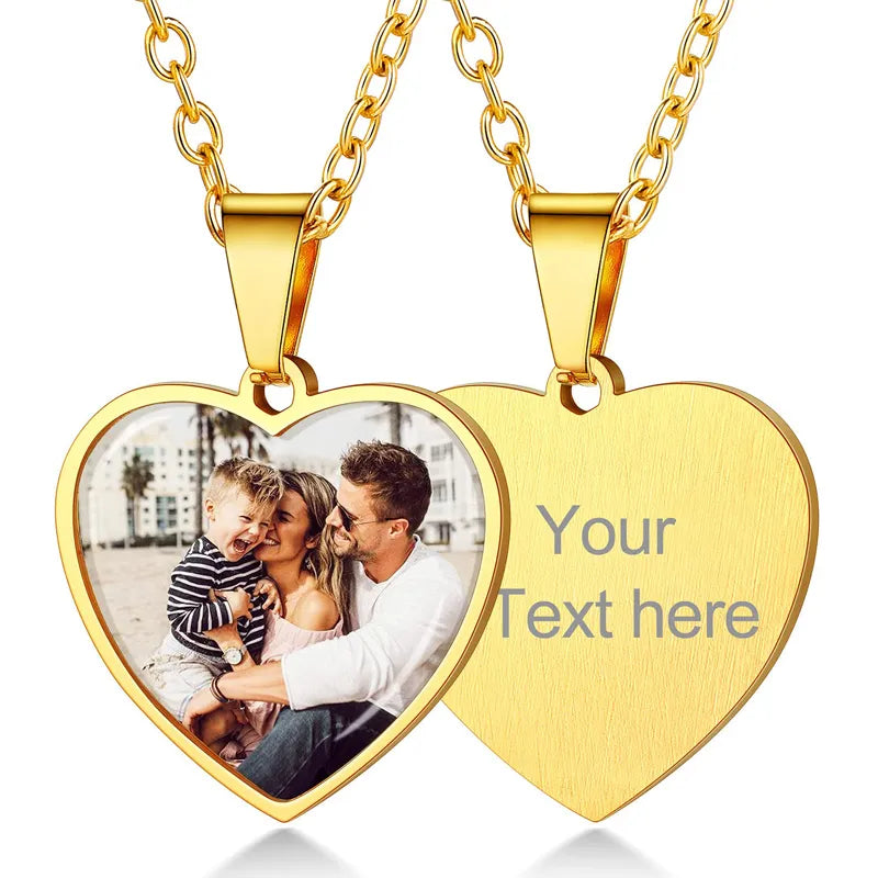 Personalized Heart Picture Necklace - Custom Photo Pendant - Photo Jewelry - Engraved Heart Necklace - Photo Necklace with Picture Inside - Valentine's Day Gift,Wedding gift