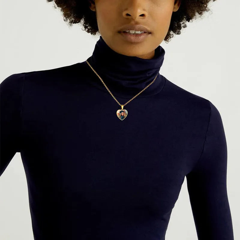 Personalized Heart Picture Necklace - Custom Photo Pendant - Photo Jewelry - Engraved Heart Necklace - Photo Necklace with Picture Inside - Valentine's Day Gift,Wedding gift