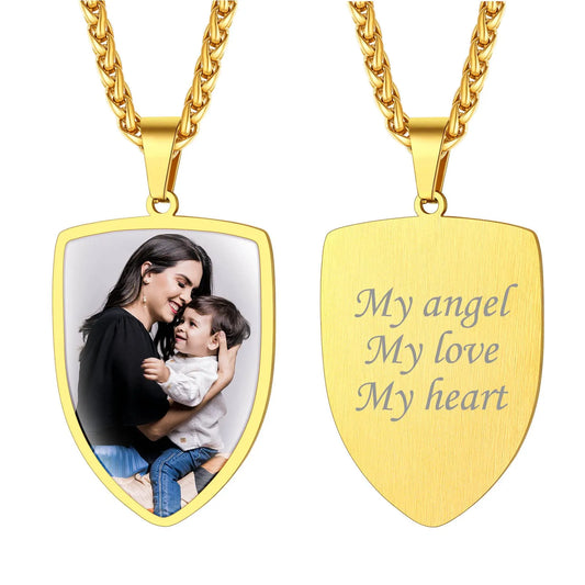 Personalized Double Photo Necklace Military Tag Men Women Stainless Steel Dog Tag ID Customizable Image Memorial Gift Jewelry