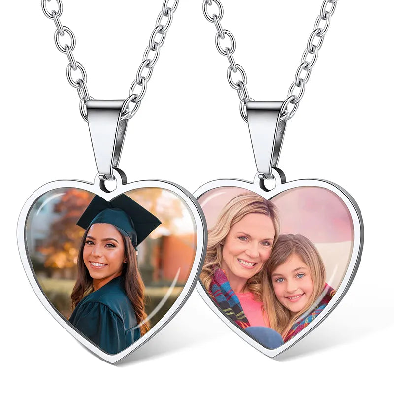 Personalized Heart Picture Necklace - Custom Photo Pendant - Photo Jewelry - Engraved Heart Necklace - Photo Necklace with Picture Inside - Valentine's Day Gift,Wedding gift