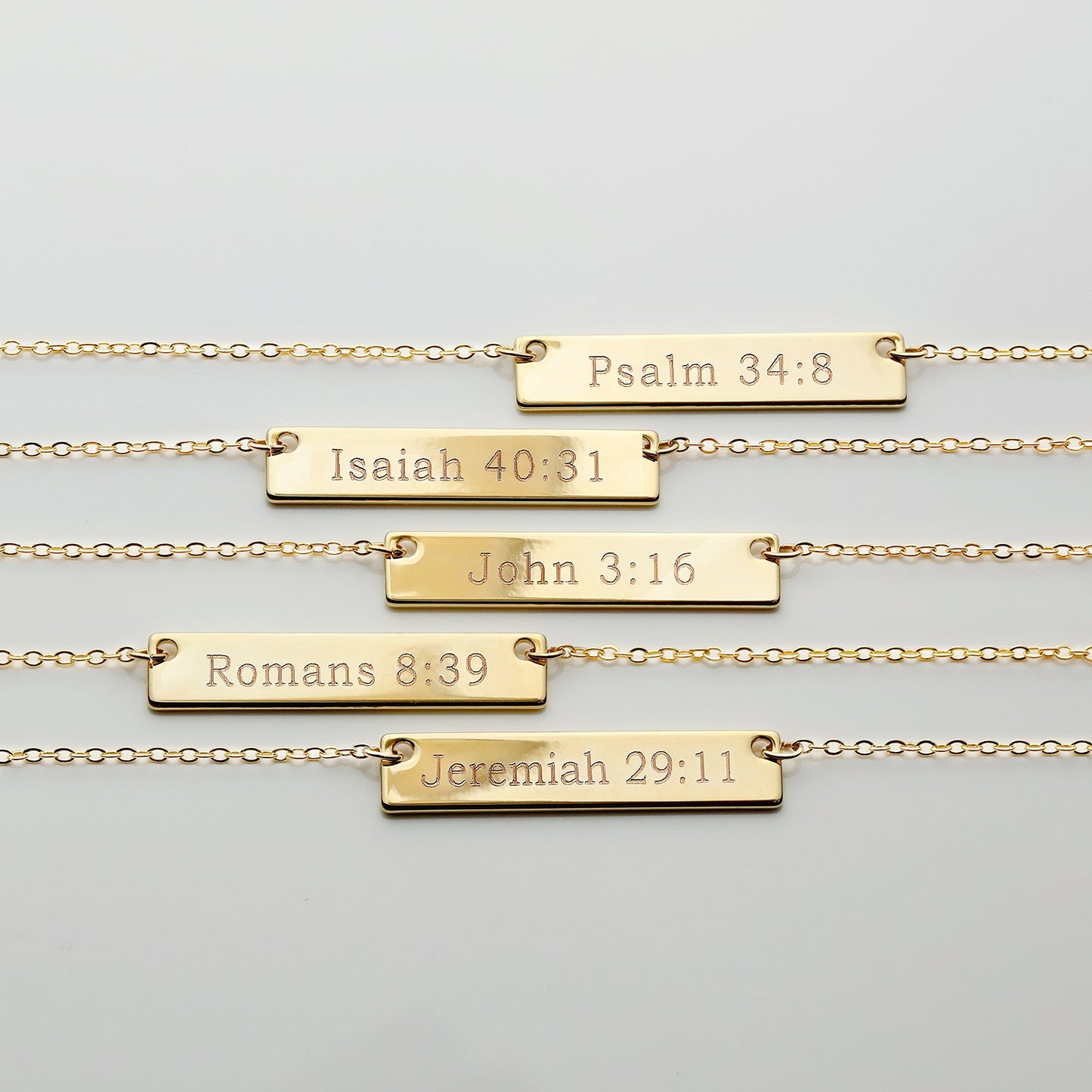 Gold Christian Bar Necklace Bible Verse Necklace Faith Necklace Sister Necklace Baptism Gift Birthday