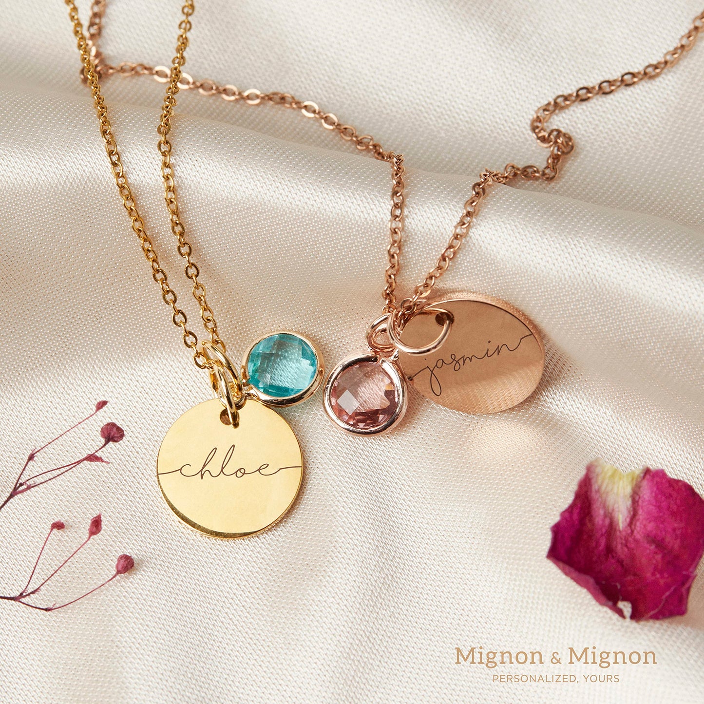 Birthstone Name Necklace Personalized Jewelry for Women Mother's Day Gifts for Mom Gold Plated Pendant Charm, Custom Jewelry Grandma Gift Birthday Personalized Gifts for New Moms -CN-BS-SH