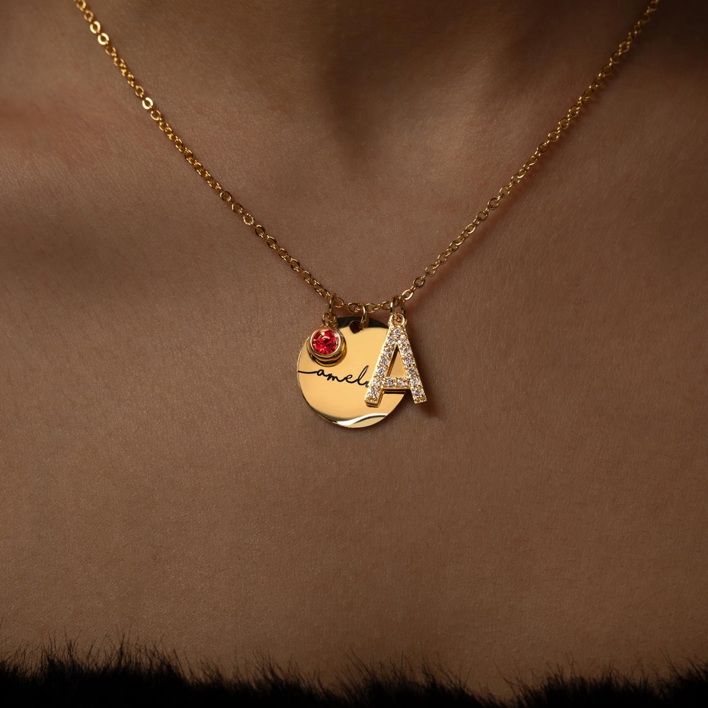 Birthstone Name Necklace Personalized Jewelry for Women Mother's Day Gifts for Mom Gold Plated Pendant Charm, Custom Jewelry Grandma Gift Birthday Personalized Gifts for New Moms -CN-BS-SH